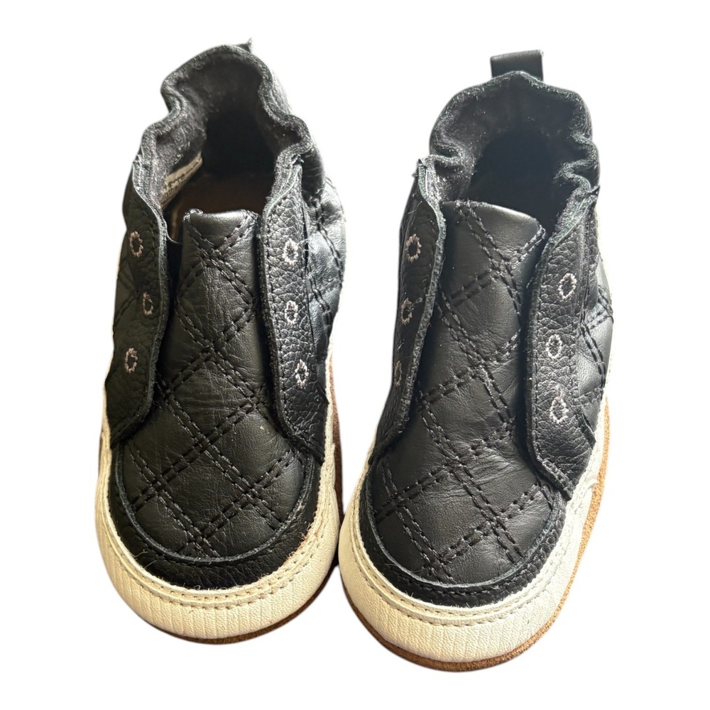 Robeez Baby Boys Black Quilted Leather Soft Sole Shoes 12-18 Months RBB12861